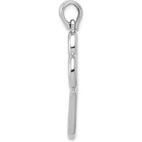 14K White Gold 3D Solid Connected Double Hearts Pendant with Rhodium Plating by Oro Pregiato