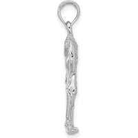 14K White Gold 3D Textured Flamingo Charm with Rhodium Plating by Oro Pregiato