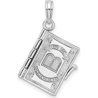 14K White Gold 3D THE TEN COMMANDMENTS Book Pendant with Moveable Pages by Oro Pregiato