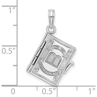 14K White Gold 3D THE TEN COMMANDMENTS Book Pendant with Moveable Pages by Oro Pregiato