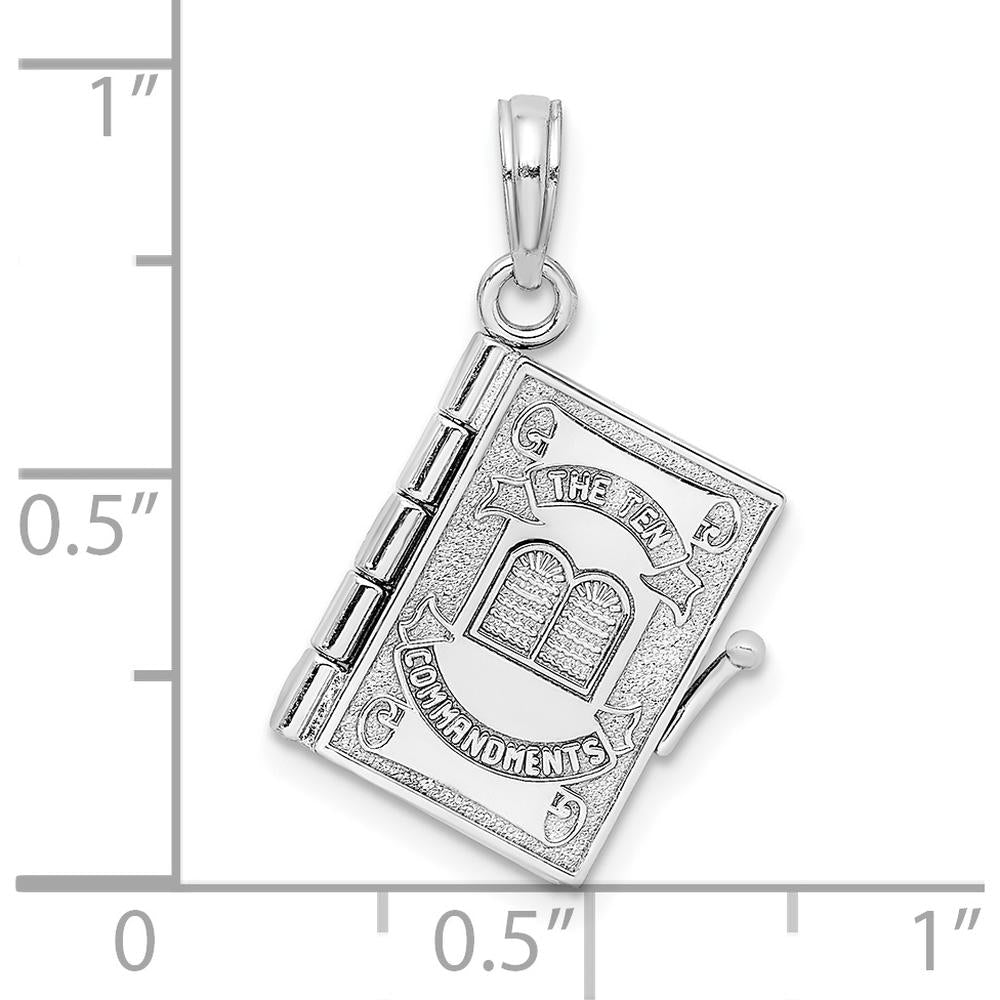 14K White Gold 3D THE TEN COMMANDMENTS Book Pendant with Moveable Pages by Oro Pregiato