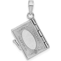 14K White Gold 3D THE TEN COMMANDMENTS Book Pendant with Moveable Pages by Oro Pregiato