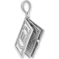 14K White Gold 3D THE TEN COMMANDMENTS Book Pendant with Moveable Pages by Oro Pregiato