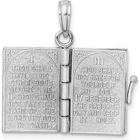 14K White Gold 3D THE TEN COMMANDMENTS Book Pendant with Moveable Pages by Oro Pregiato