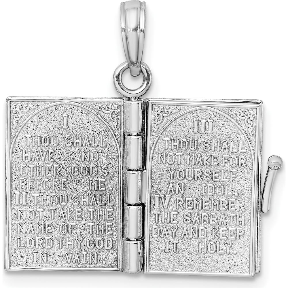 14K White Gold 3D THE TEN COMMANDMENTS Book Pendant with Moveable Pages by Oro Pregiato