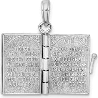 14K White Gold 3D THE TEN COMMANDMENTS Book Pendant with Moveable Pages by Oro Pregiato