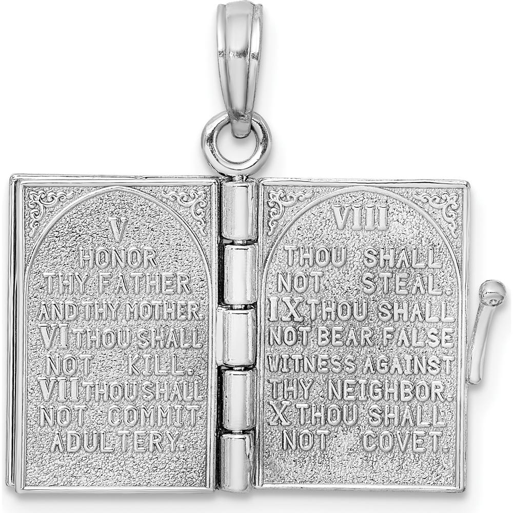 14K White Gold 3D THE TEN COMMANDMENTS Book Pendant with Moveable Pages by Oro Pregiato
