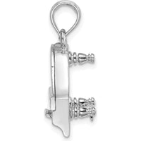 14K White Gold 3D Top Opens Grand Piano Charm - Polished Textured Design by Oro Pregiato