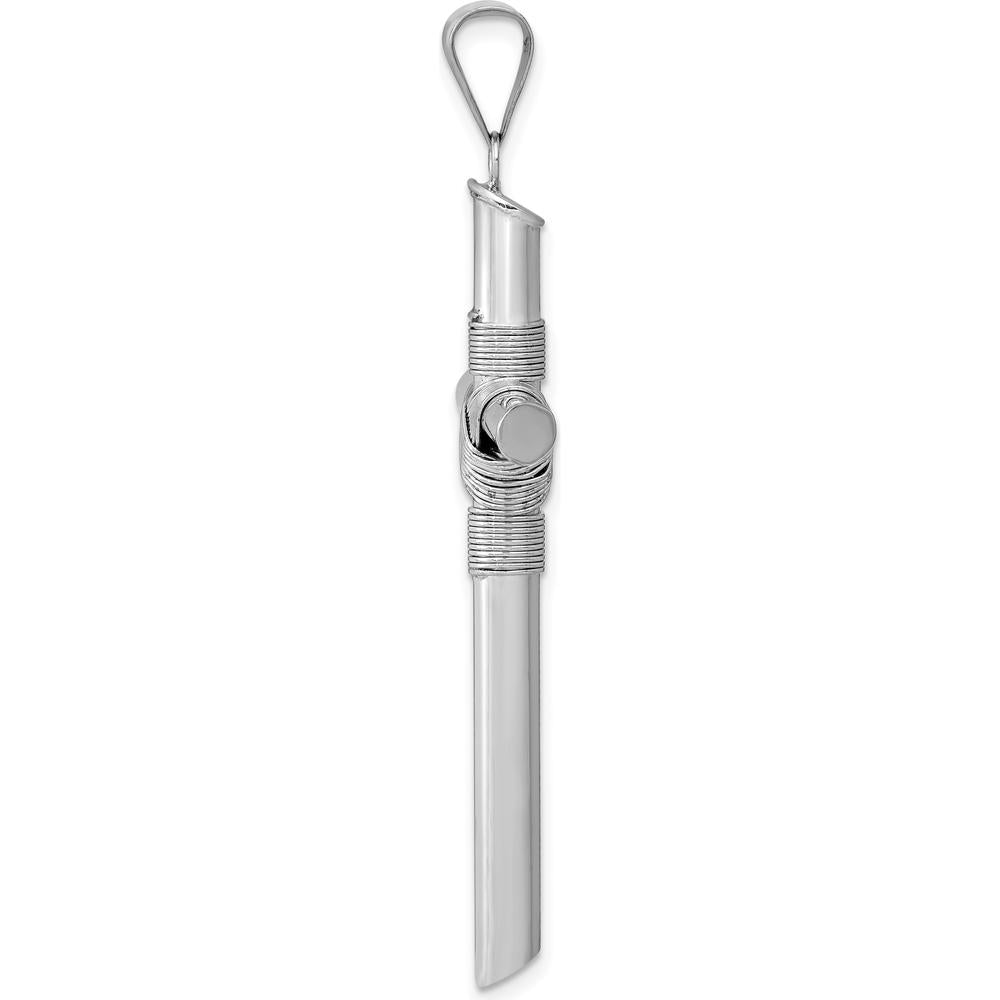 14K White Gold 3D Tube Cross Pendant with Rhodium Finish by Oro Pregiato