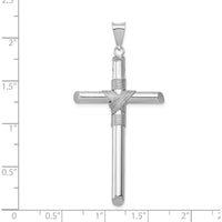 14K White Gold 3D Tube Cross Pendant with Rhodium Finish by Oro Pregiato