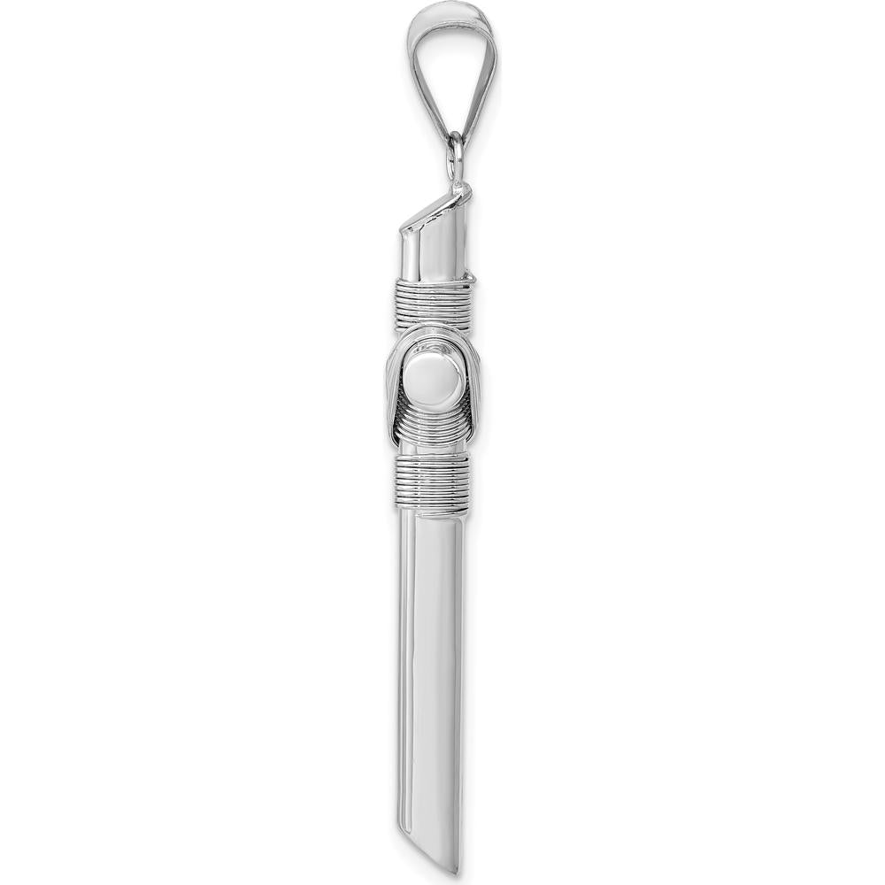 14K White Gold 3D Tube Wrap Cross Pendant - Polished Finish by Oro Pregiato