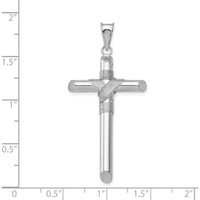 14K White Gold 3D Tube Wrap Cross Pendant - Polished Finish by Oro Pregiato