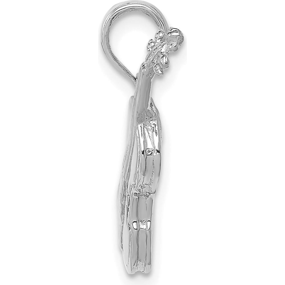 14K White Gold 3D Violin Pendant with Polished Finish - Artistic and Musical Jewelry Piece by Oro Pregiato