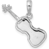 14K White Gold 3D Violin Pendant with Polished Finish - Artistic and Musical Jewelry Piece by Oro Pregiato