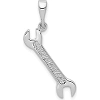 14K White Gold 3D Wrench Pendant with Rhodium Plating - 35mm by Oro Pregiato