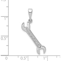 14K White Gold 3D Wrench Pendant with Rhodium Plating - 35mm by Oro Pregiato