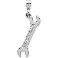 14K White Gold 3D Wrench Pendant with Rhodium Plating - 35mm by Oro Pregiato