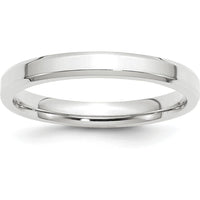 14K White Gold 3mm Beveled Edge Comfort Fit Wedding Band - Size 8 by 0