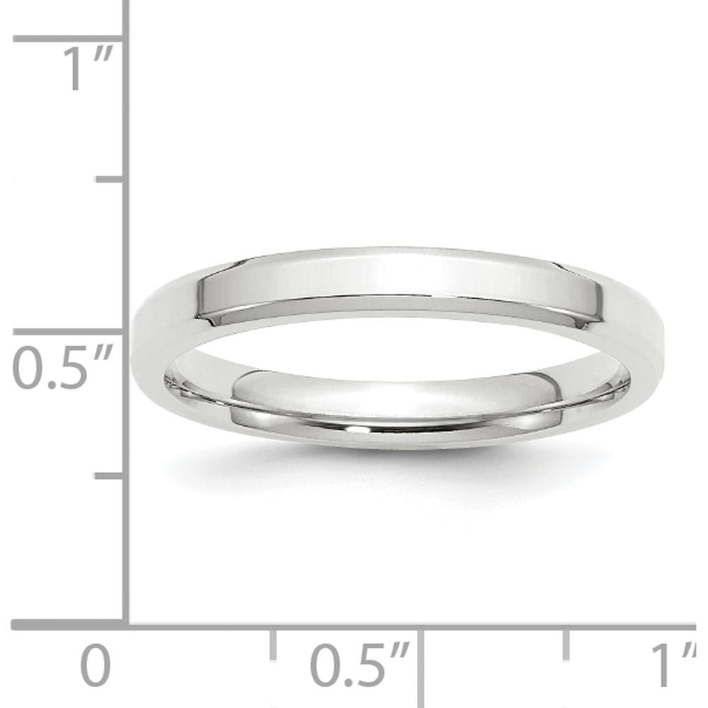 14K White Gold 3mm Beveled Edge Comfort Fit Wedding Band - Size 8 by 0