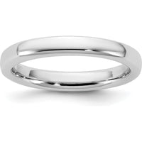 14K White Gold 3mm Domed European Comfort Fit Wedding Band - Polished Finish by 0