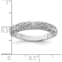 14K White Gold 3mm Filigree Wedding Band with Polished Rhodium Finish by Luciano & Cie