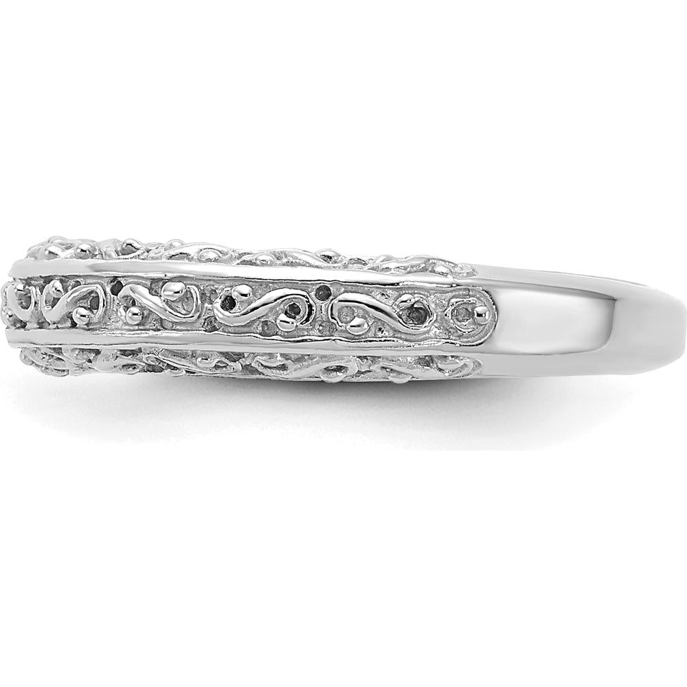 14K White Gold 3mm Filigree Wedding Band with Polished Rhodium Finish by Luciano & Cie