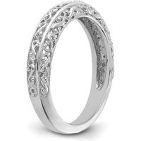 14K White Gold 3mm Filigree Wedding Band with Polished Rhodium Finish by Luciano & Cie