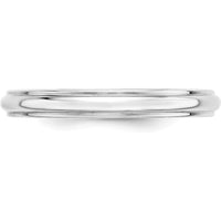 14K White Gold 3mm Half Round Wedding Band with Ridged Edge - Size 11.5 by Luciano & Cie