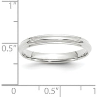 14K White Gold 3mm Half Round Wedding Band with Ridged Edge - Size 12 by Luciano & Cie