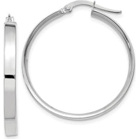 14K White Gold 3mm Large Hoop Earrings - Polished Silver Tone Finish by Monteluci Fine Jewelry