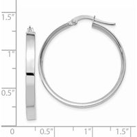 14K White Gold 3mm Large Hoop Earrings - Polished Silver Tone Finish by Monteluci Fine Jewelry