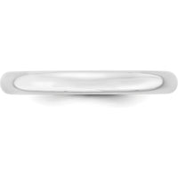 14K White Gold 3mm Lightweight Comfort Fit Wedding Band - Polished Finish with Rhodium Plating by 0