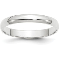 14K White Gold 3mm Lightweight Half Round Wedding Band - Size 4 by Luciano & Cie