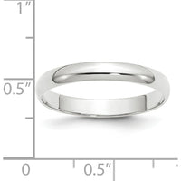 14K White Gold 3mm Lightweight Half Round Wedding Band - Size 4 by Luciano & Cie