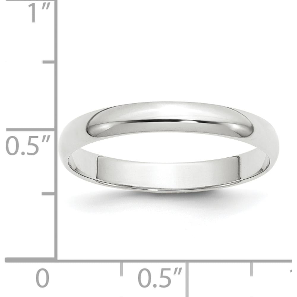 14K White Gold 3mm Lightweight Half Round Wedding Band - Size 4 by Luciano & Cie