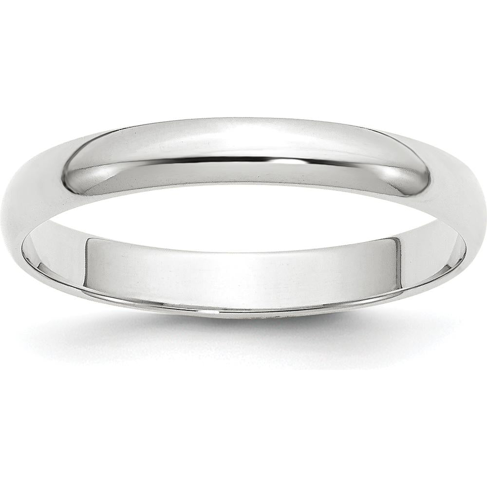 14K White Gold 3mm Lightweight Half Round Wedding Band - Size 9.5 by Luciano & Cie