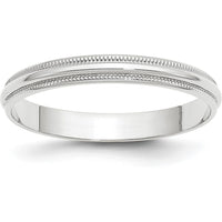 14K White Gold 3mm Lightweight Milgrain Half Round Wedding Band - Size 6 by Luciano & Cie