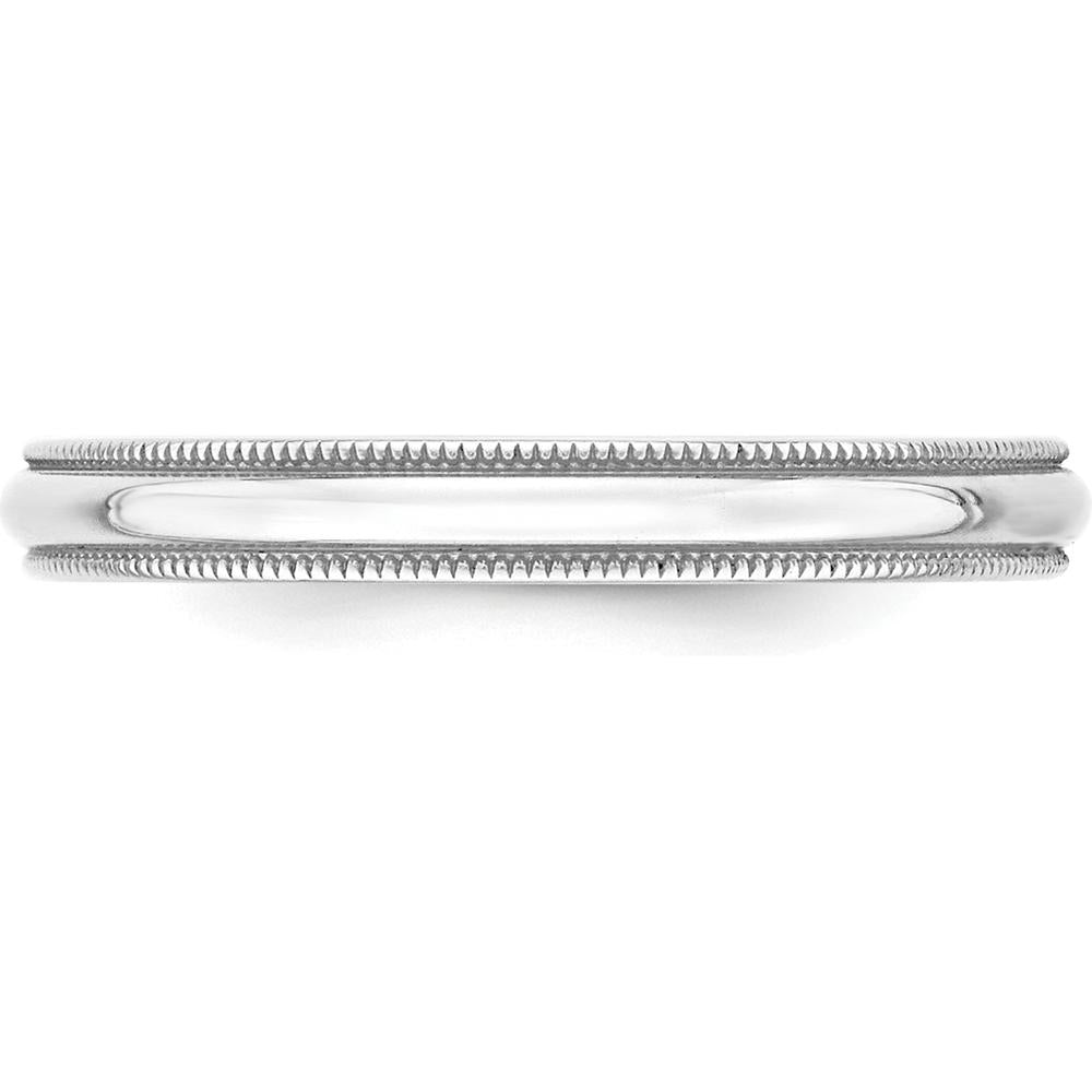 14K White Gold 3mm Lightweight Milgrain Half Round Wedding Band - Size 6 by Luciano & Cie