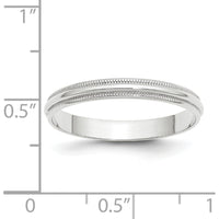 14K White Gold 3mm Lightweight Milgrain Half Round Wedding Band - Size 6 by Luciano & Cie