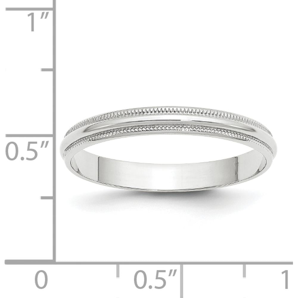 14K White Gold 3mm Lightweight Milgrain Half Round Wedding Band - Size 6 by Luciano & Cie