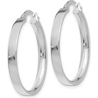 14K White Gold 3mm Medium Hoop Earrings with Polished Finish and Rhodium Plating by Monteluci Fine Jewelry