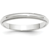 14K White Gold 3mm Milgrain Half Round Wedding Band - Size 6.5-6.75 by Luciano & Cie