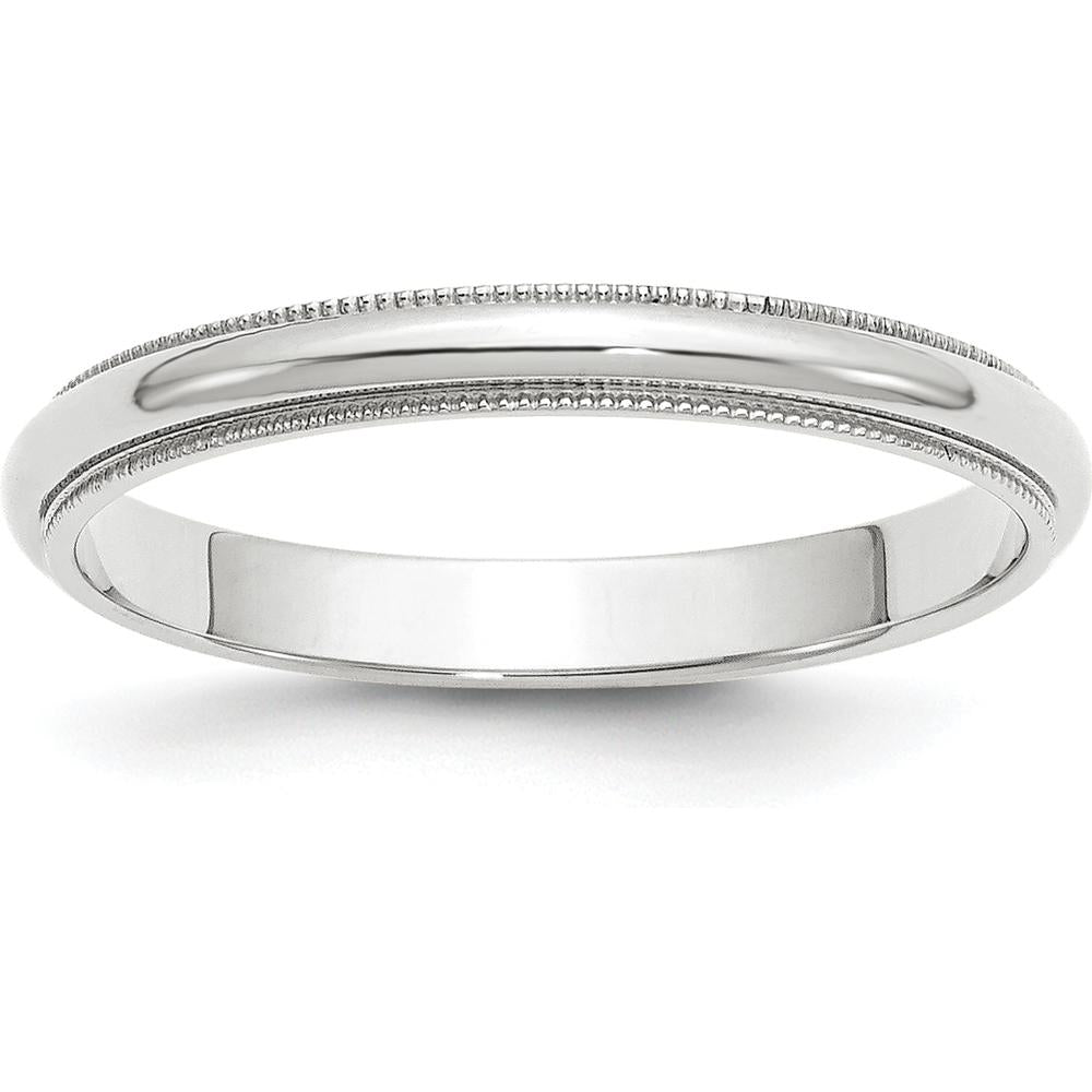 14K White Gold 3mm Milgrain Half Round Wedding Band - Size 6.5-6.75 by Luciano & Cie