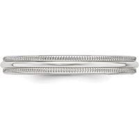 14K White Gold 3mm Milgrain Half Round Wedding Band - Size 6.5-6.75 by Luciano & Cie