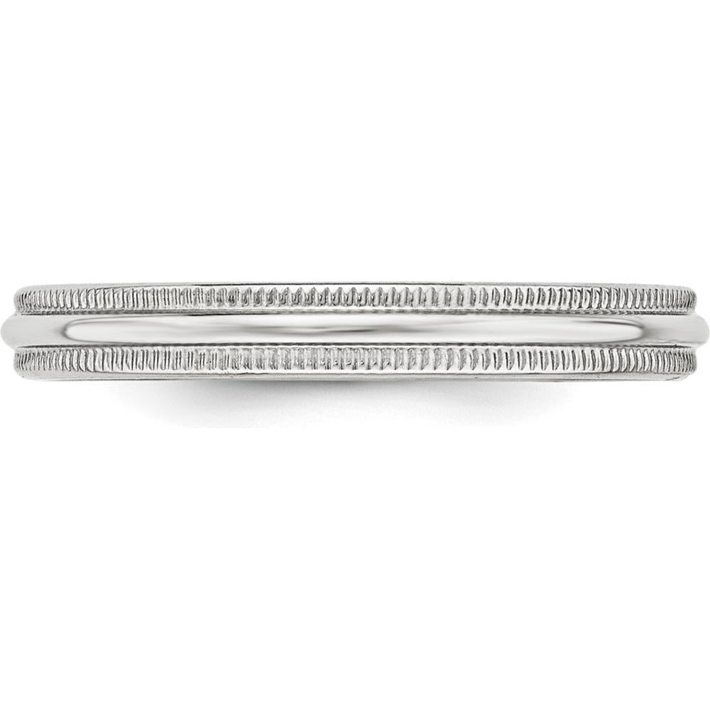14K White Gold 3mm Milgrain Half Round Wedding Band - Size 6.5-6.75 by Luciano & Cie