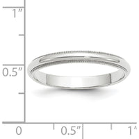 14K White Gold 3mm Milgrain Half Round Wedding Band - Size 6.5-6.75 by Luciano & Cie