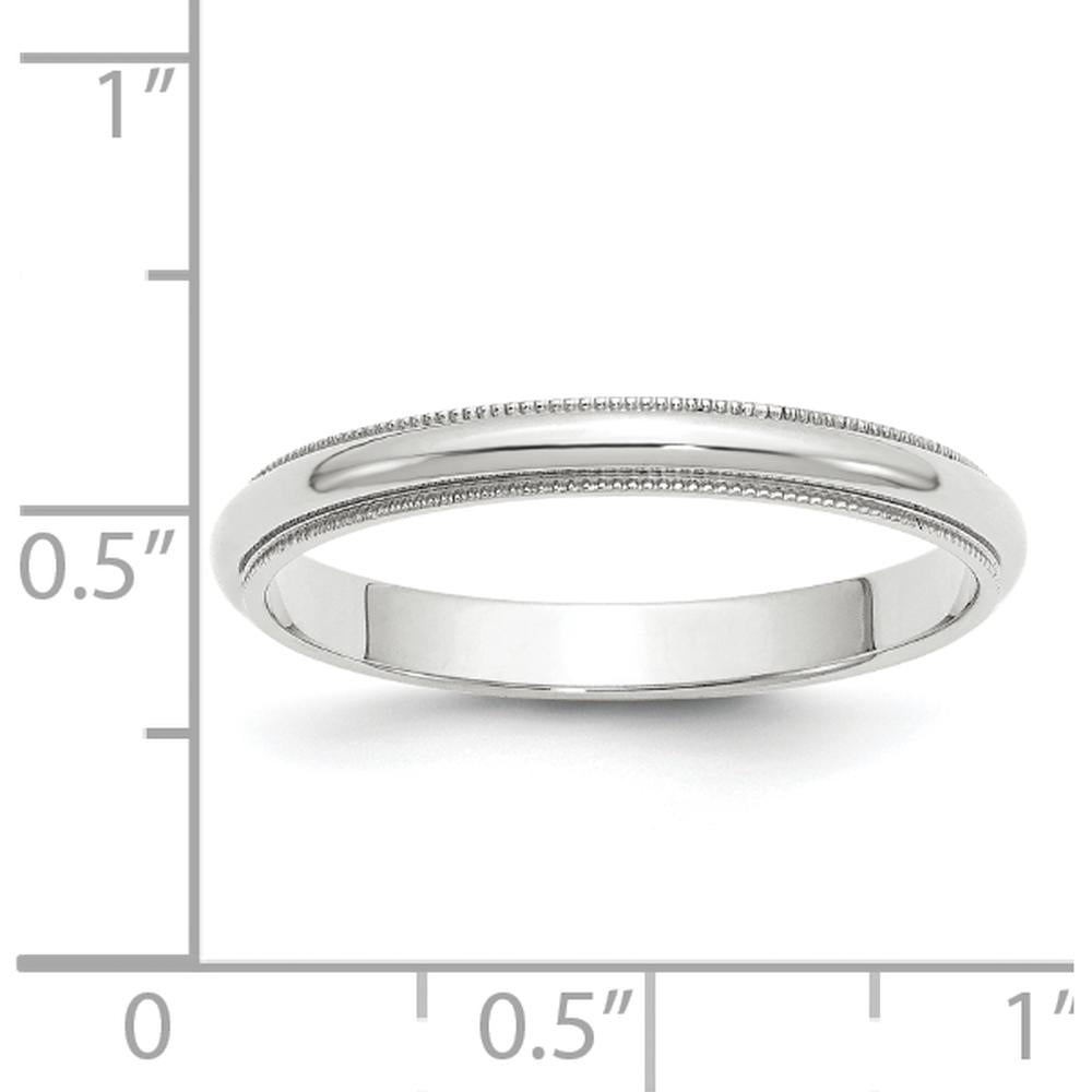 14K White Gold 3mm Milgrain Half Round Wedding Band - Size 6.5-6.75 by Luciano & Cie