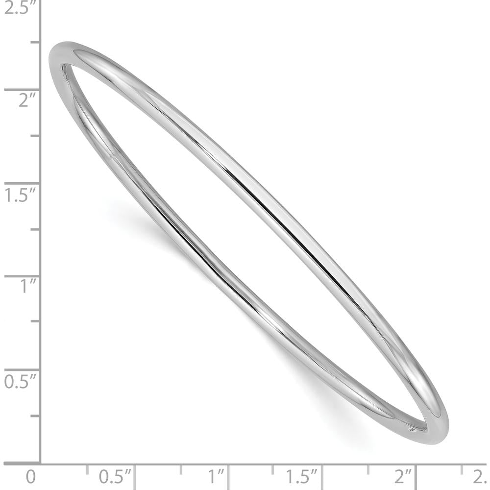 14K White Gold 3mm Polished Slip-on Round Bangle Bracelet - Classic Minimalist Design by Oro Pregiato