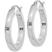 14K White Gold 3mm Polished Square Tube Hoop Earrings - Elegant and Contemporary Design by Oro Pregiato