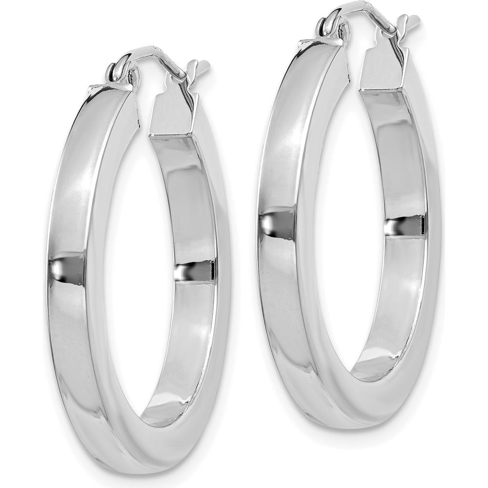 14K White Gold 3mm Polished Square Tube Hoop Earrings - Elegant and Contemporary Design by Oro Pregiato